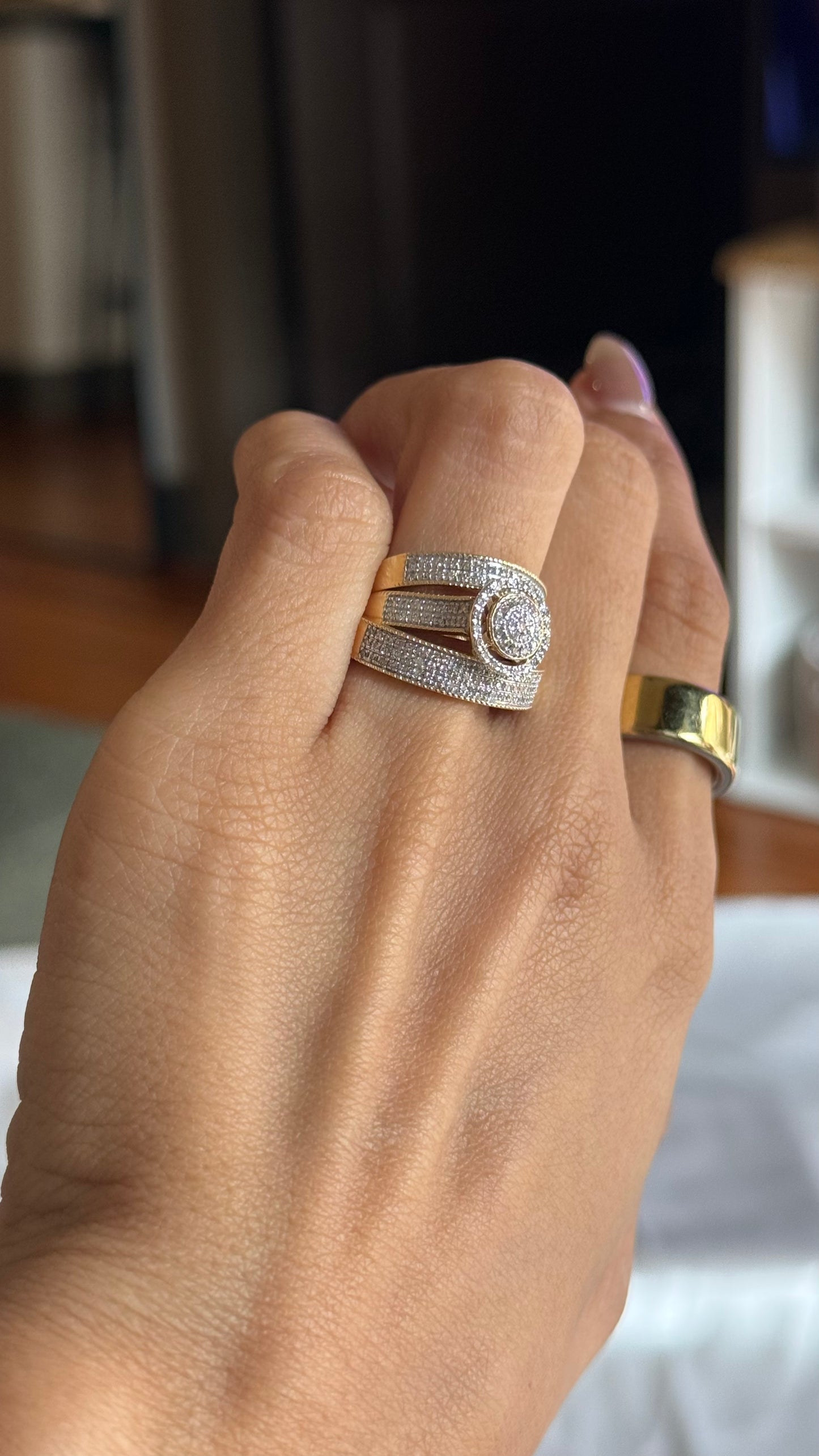 Diamond Round Wedding Trio Set