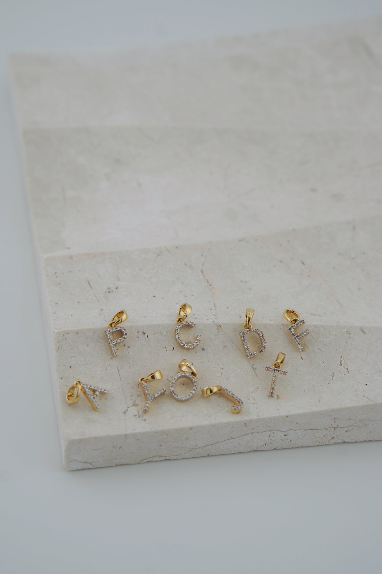 Natural Diamond Initial Pendant - Letter T