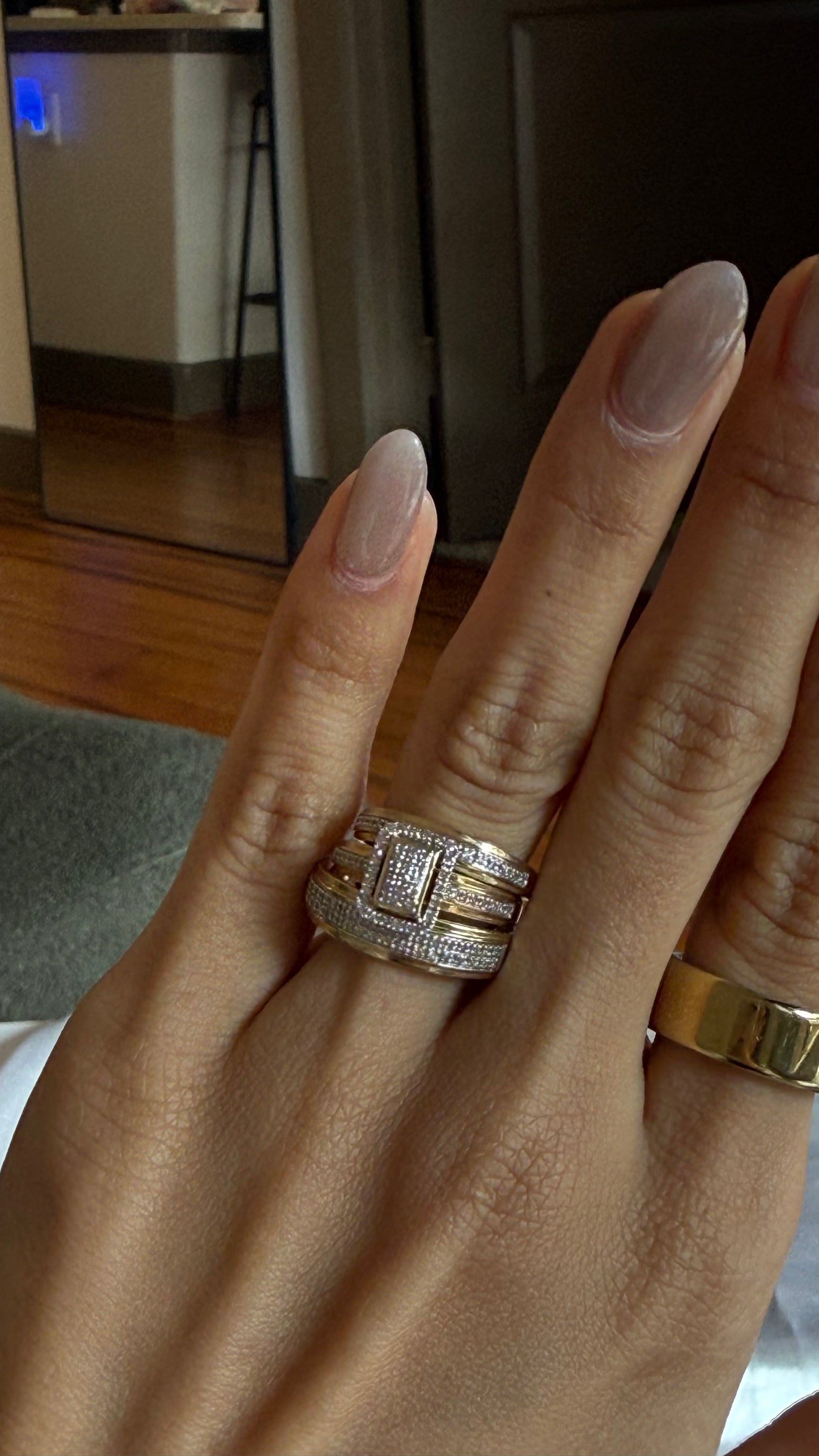 Diamond Emerald Wedding Trio Set