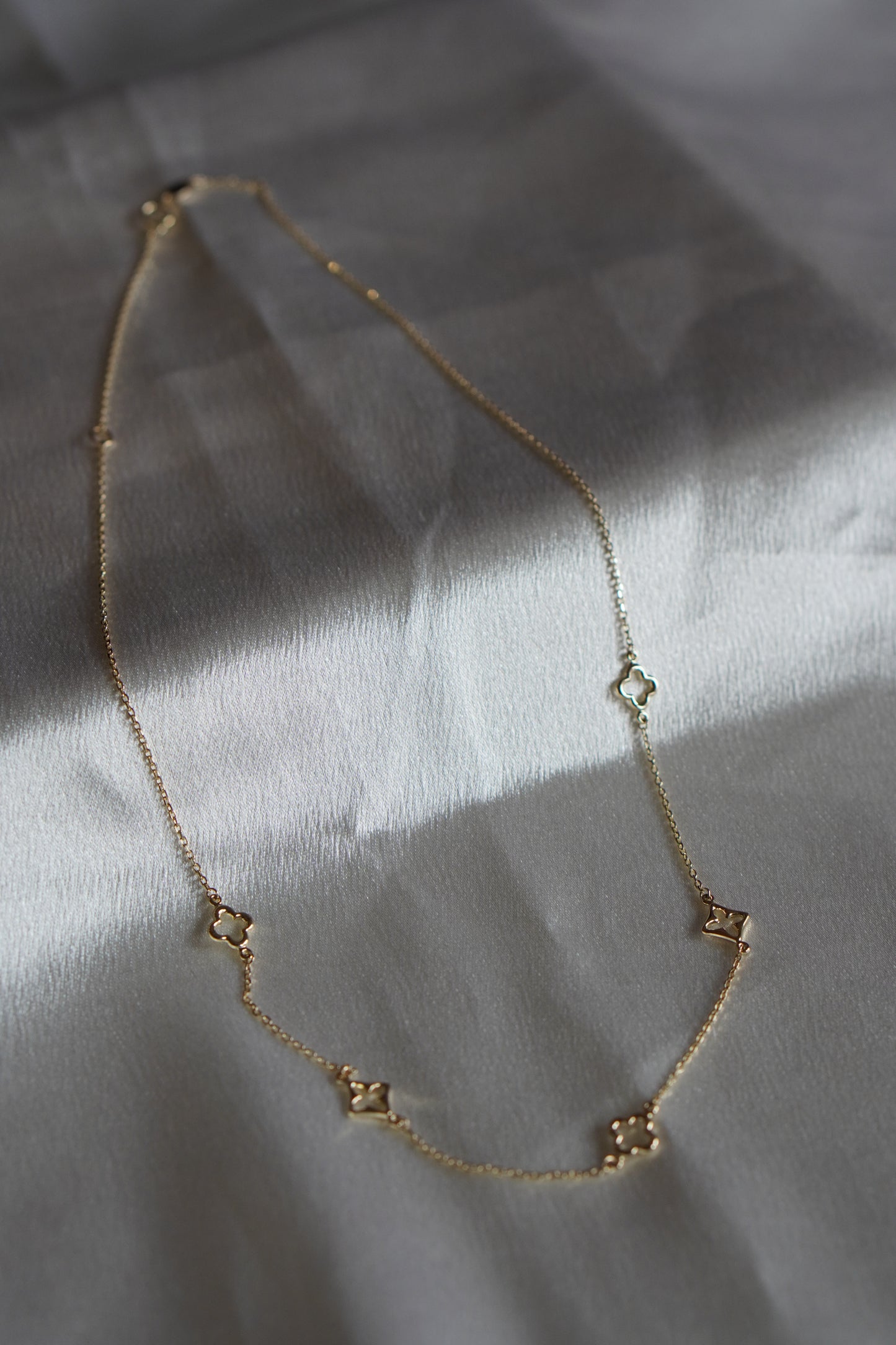 14K Open Clover Station Necklace