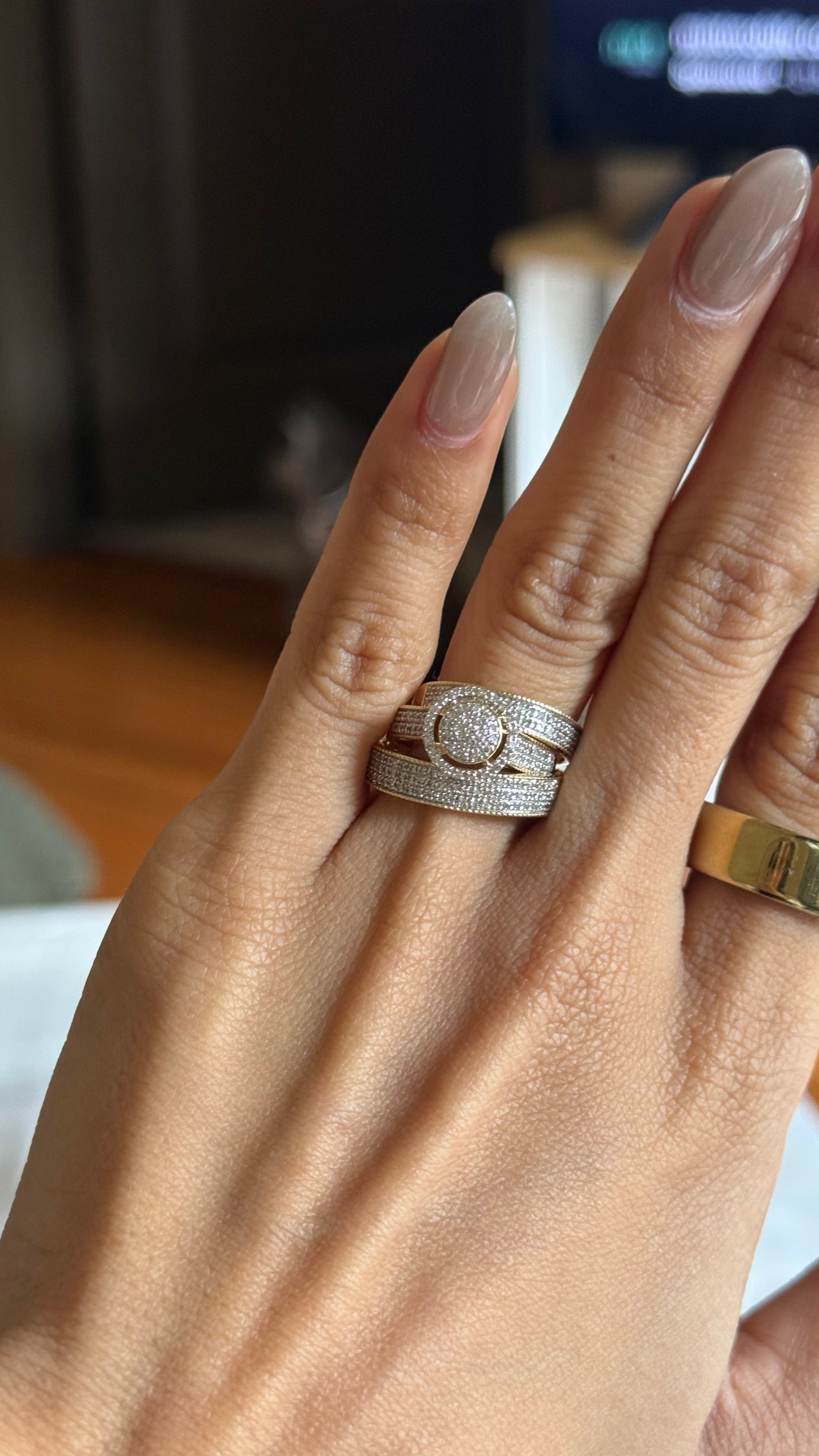 Diamond Round Wedding Trio Set