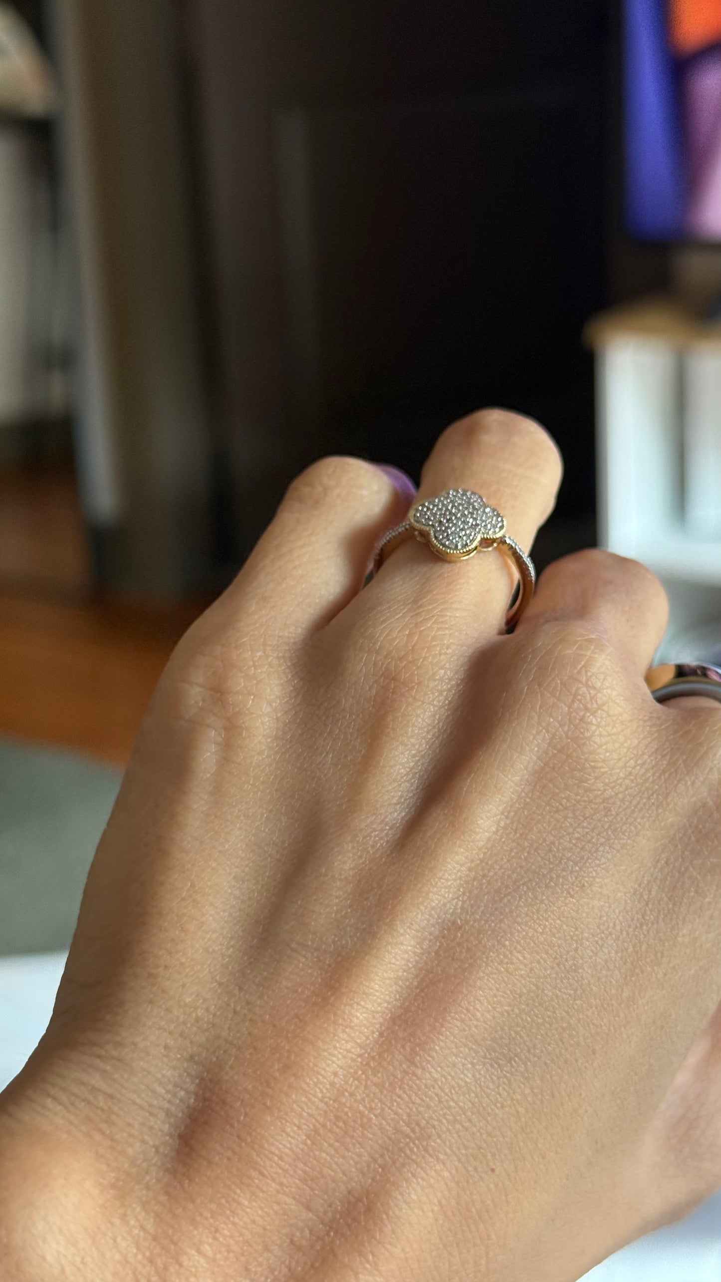 Diamond White Clover Ring