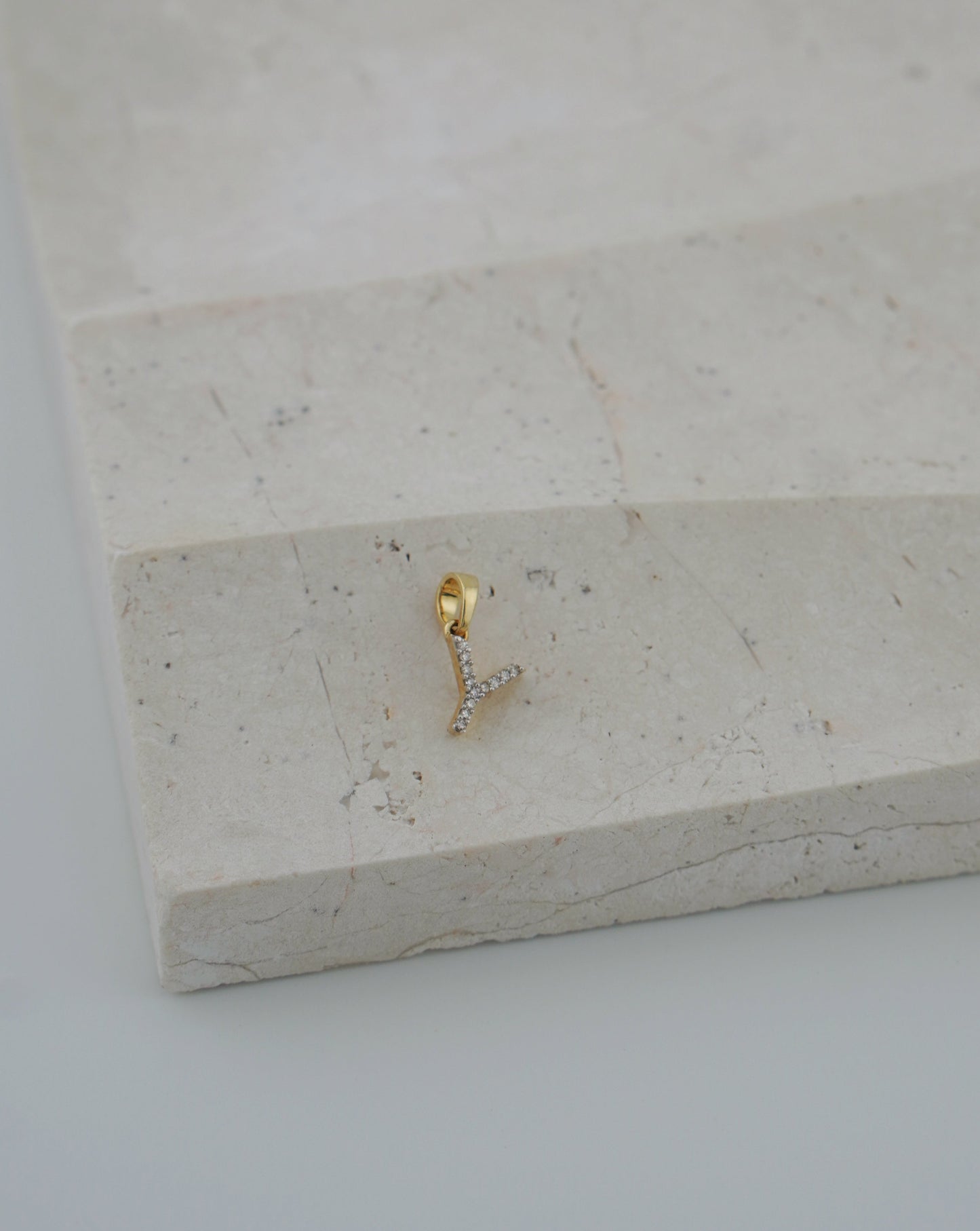 Natural Diamond Initial Pendant - Letter Y