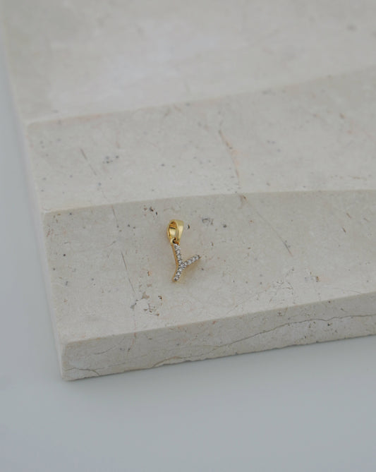 Natural Diamond Initial Pendant - Letter Y