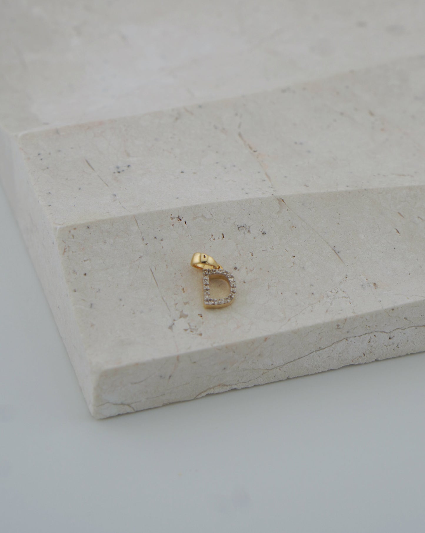 Natural Diamond Initial Pendant - Letter D