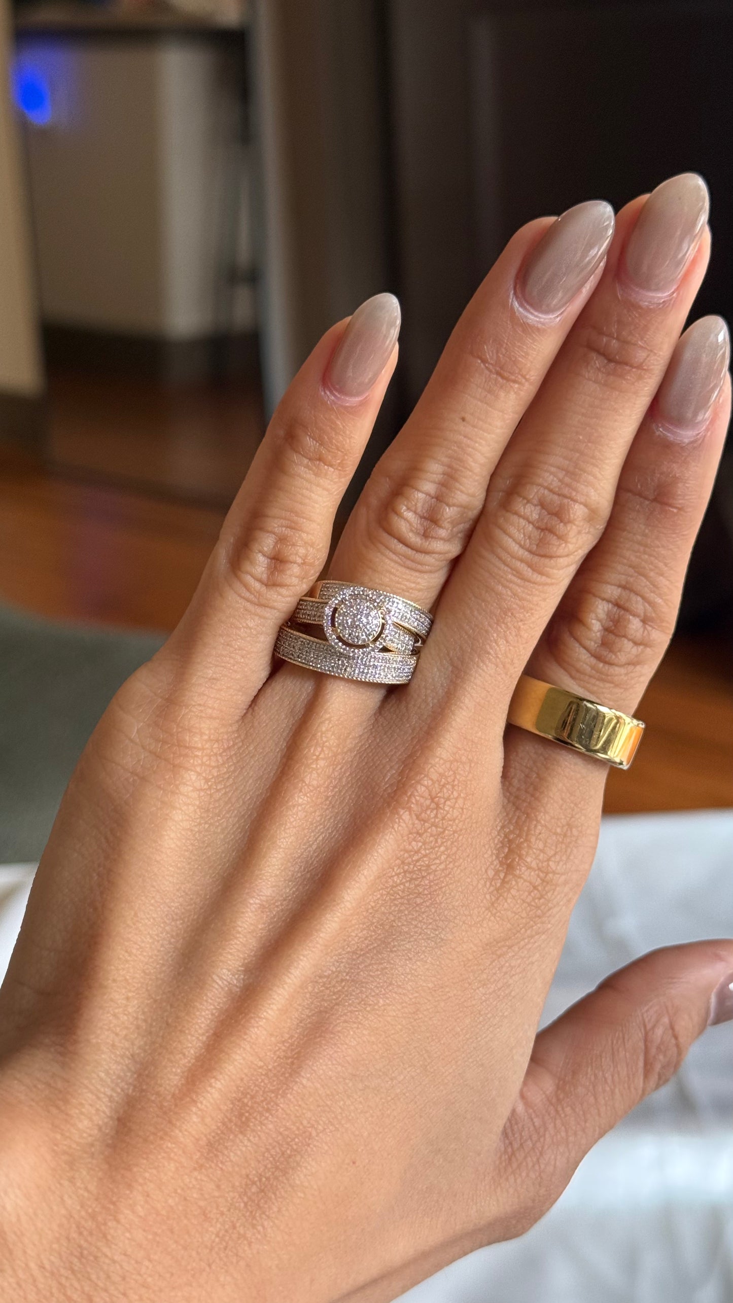 Diamond Round Wedding Trio Set