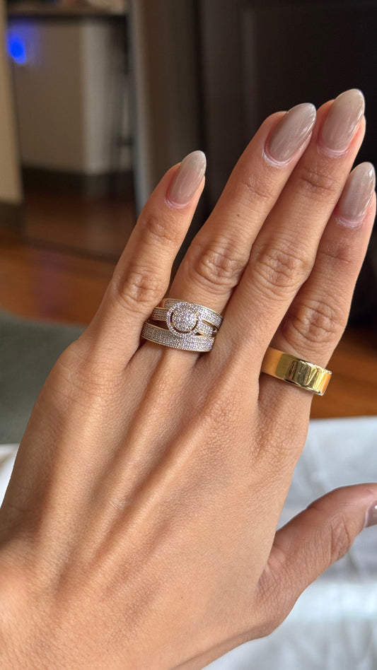Diamond Round Wedding Trio Set