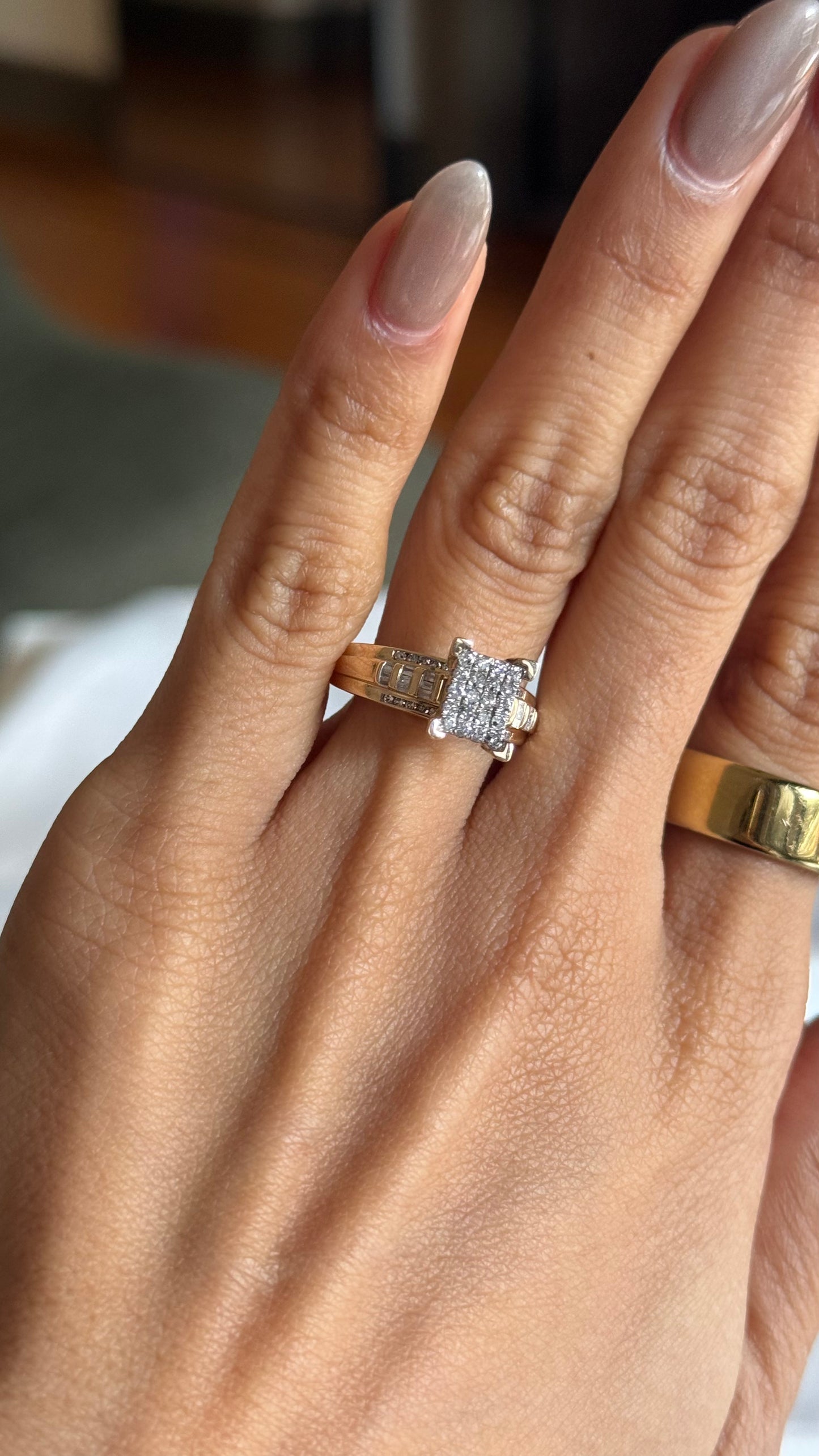 Diamond Princess Emerald Engagement Ring