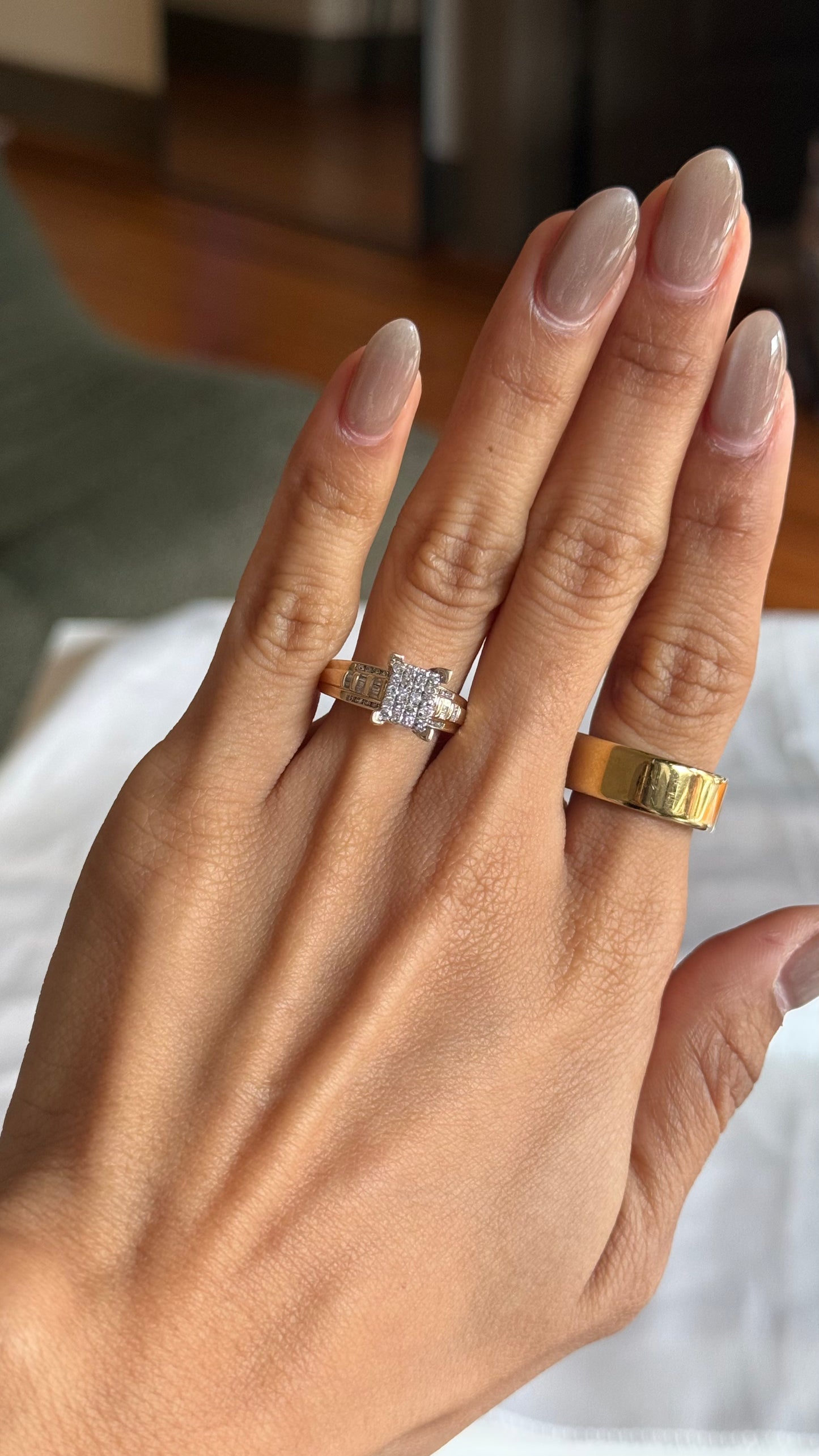 Diamond Princess Emerald Engagement Ring