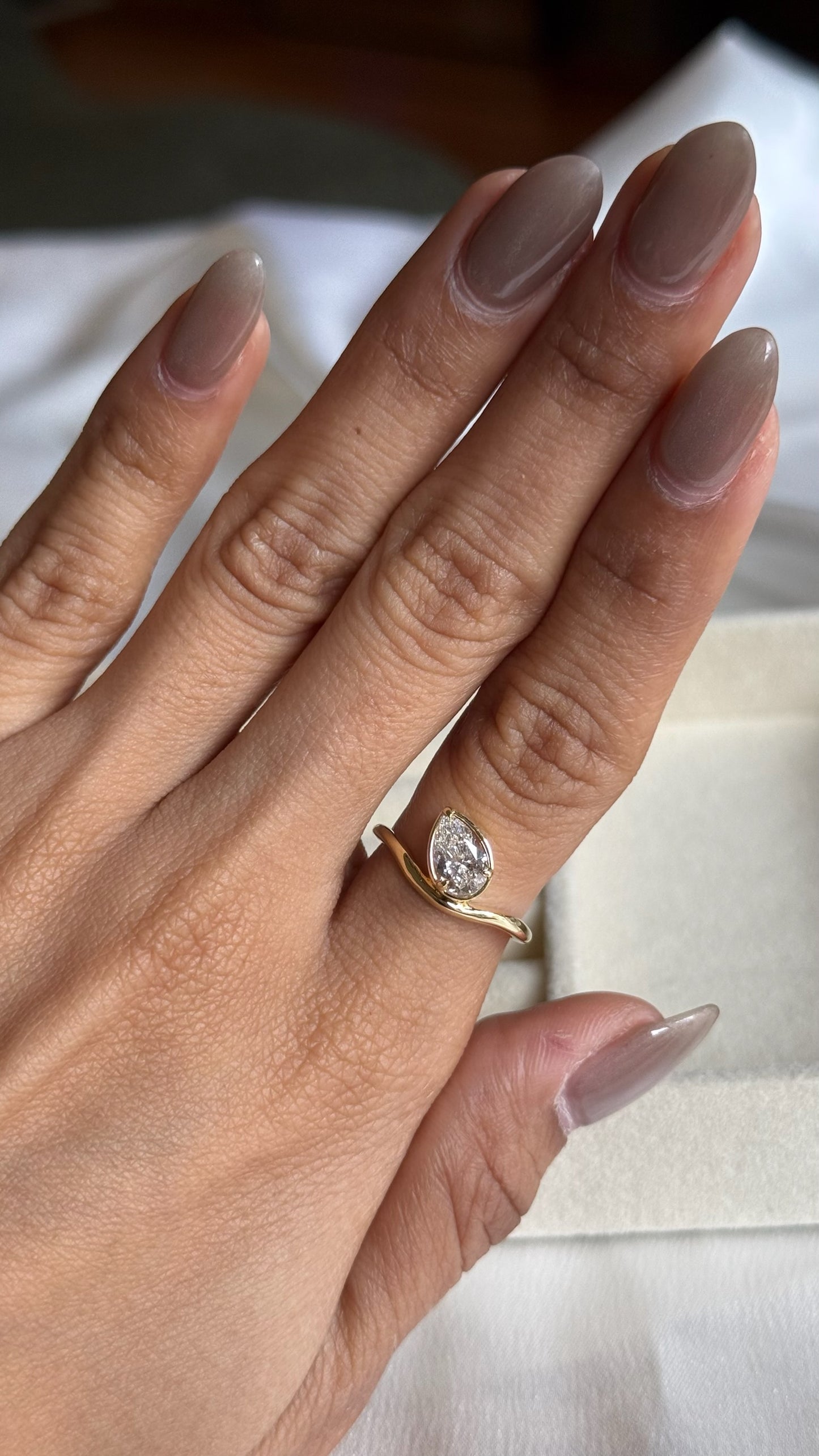 14K Pear Diamond Ring