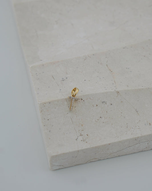 Natural Diamond Initial Pendant - Letter T