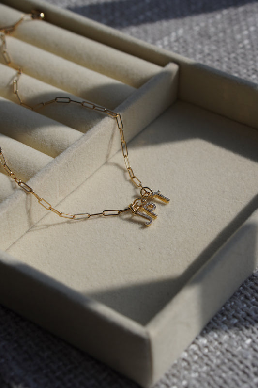 Natural Diamond Initial Pendant - Letter A