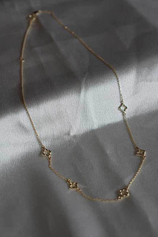 14K Open Clover Station Necklace