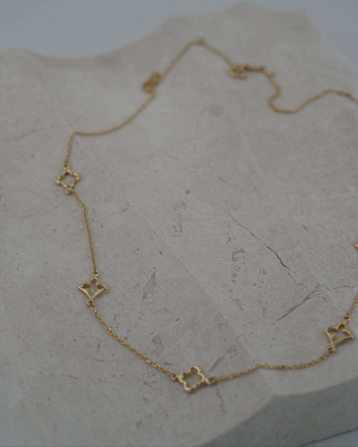14K Open Clover Station Necklace