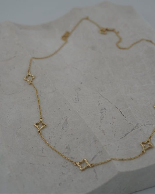 14K Open Clover Station Necklace