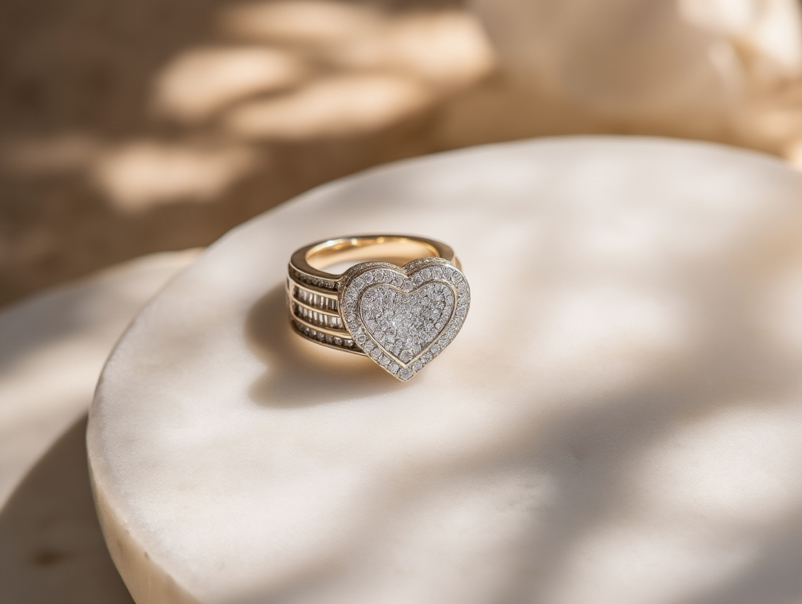 Diamond Large Heart Ring