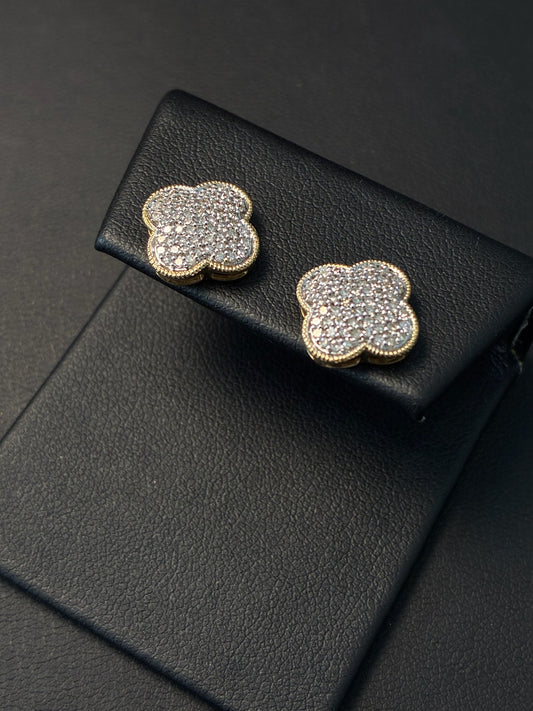 White Diamond Clover Earrings