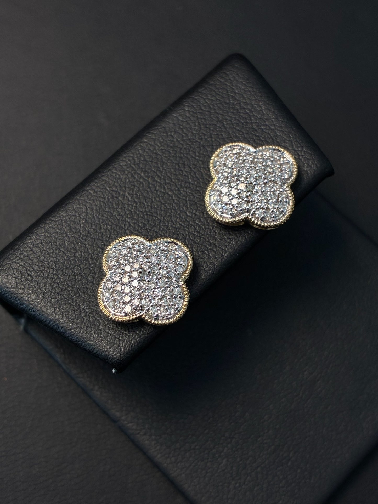 White Diamond Clover Earrings