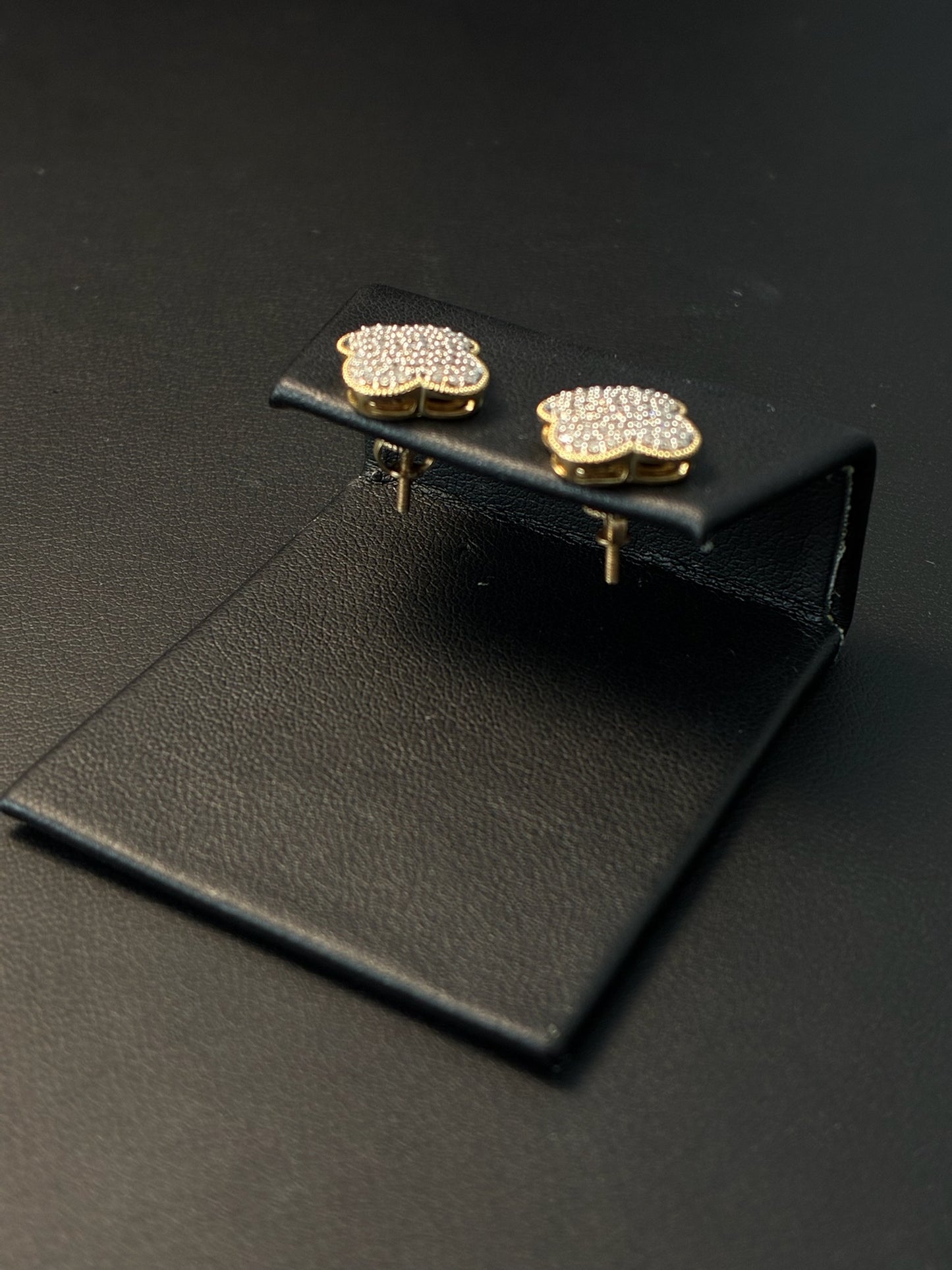 White Diamond Clover Earrings
