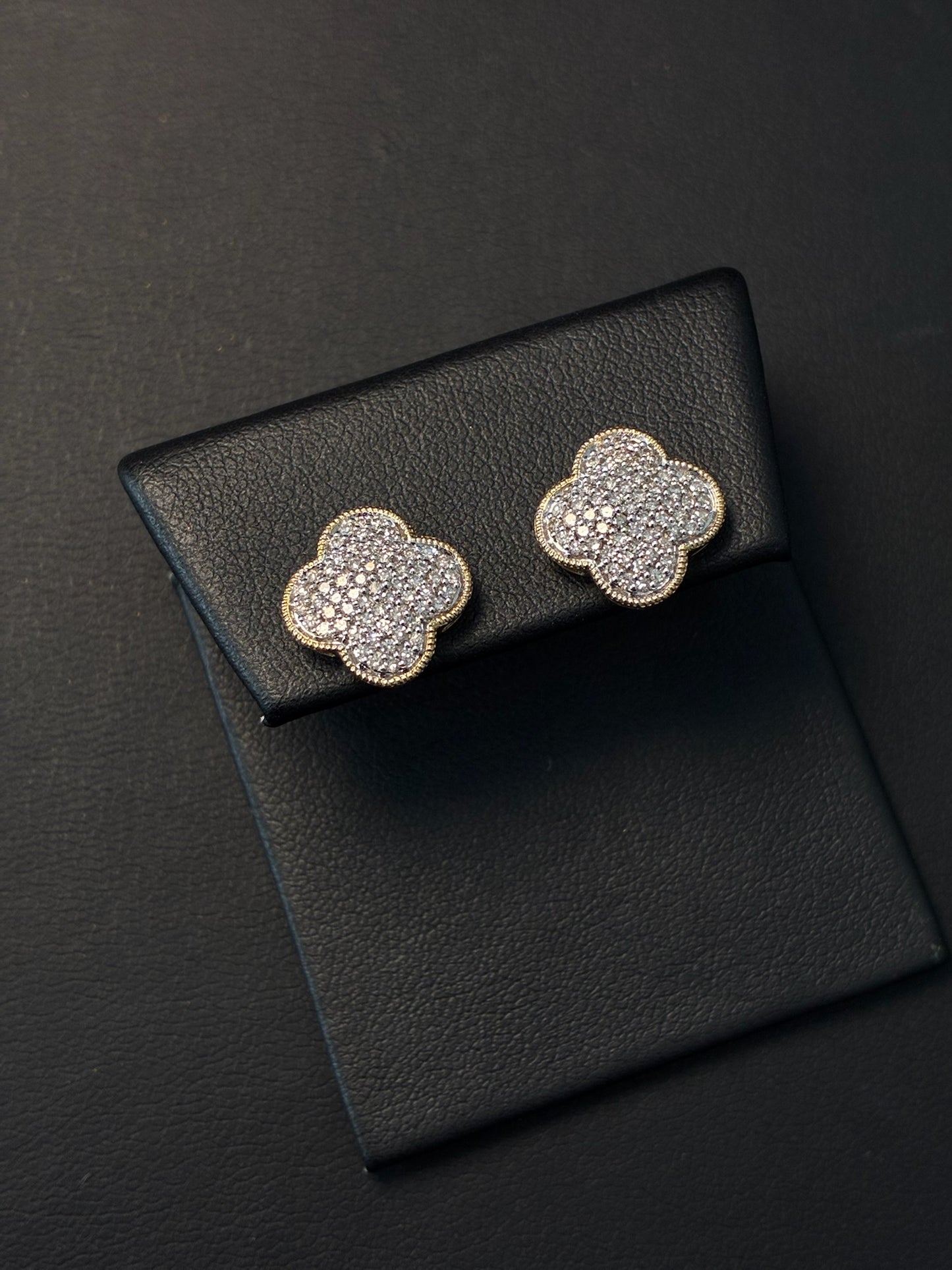 White Diamond Clover Earrings