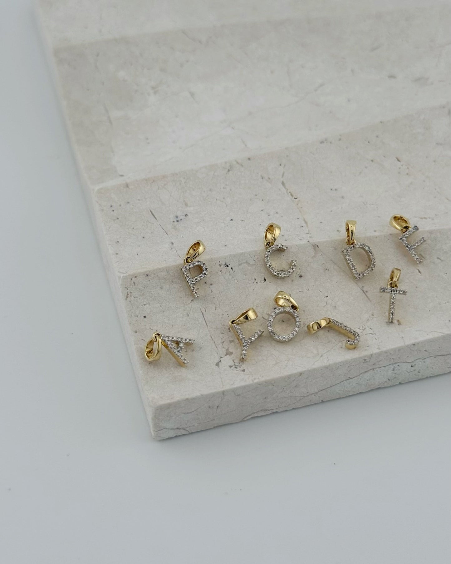 Natural Diamond Initial Pendant - Letter A