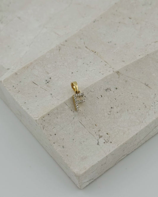 Natural Diamond Initial Pendant - Letter F