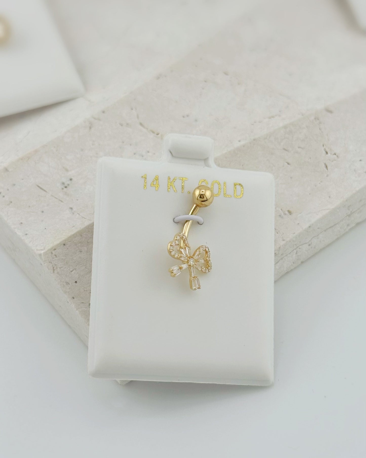 14K Gold Bow Belly Button Ring