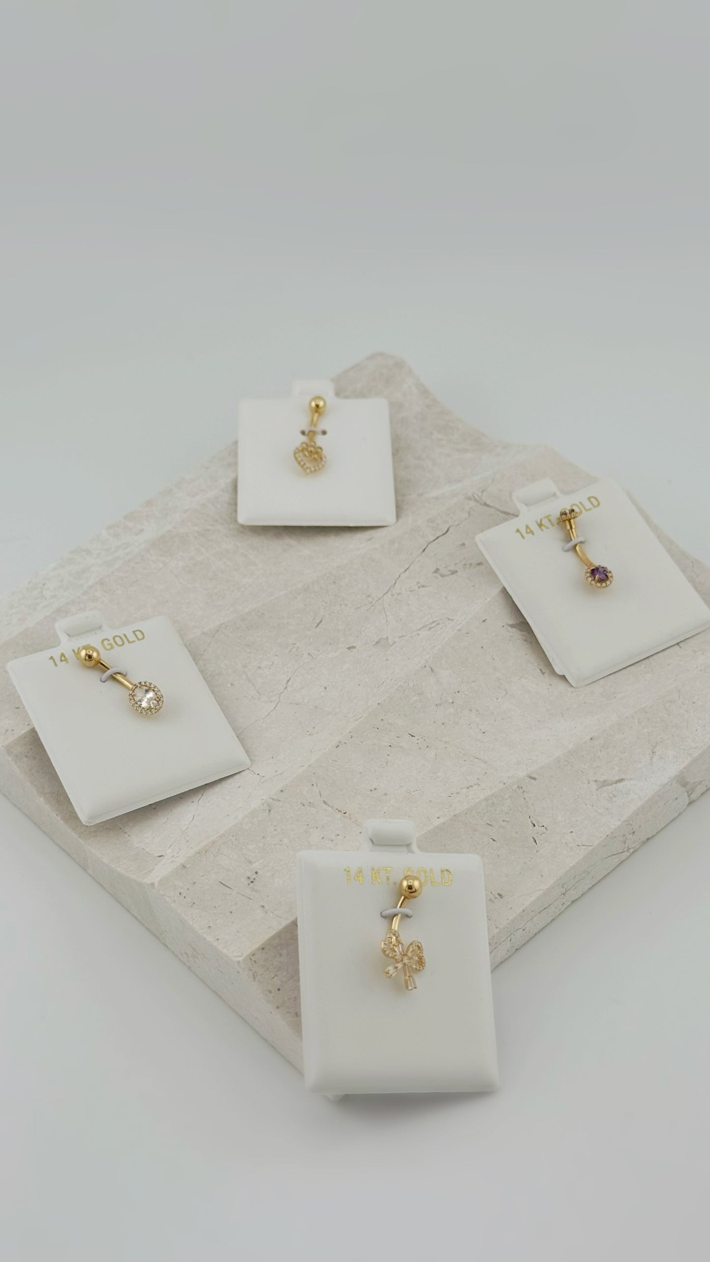 14K Gold Bow Belly Button Ring