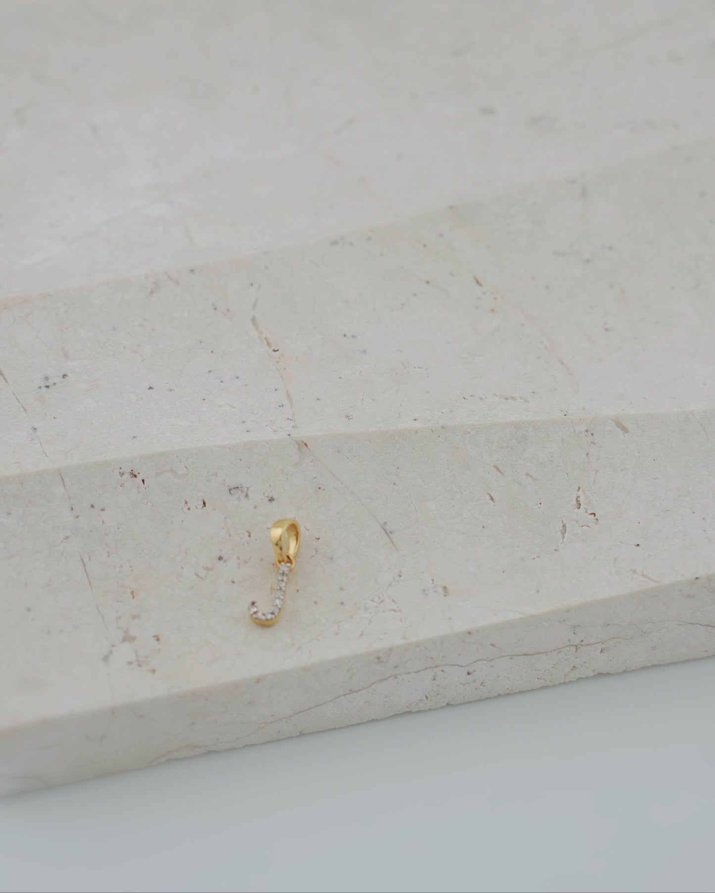 Natural Diamond Initial Pendant - Letter J
