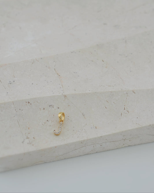 Natural Diamond Initial Pendant - Letter J