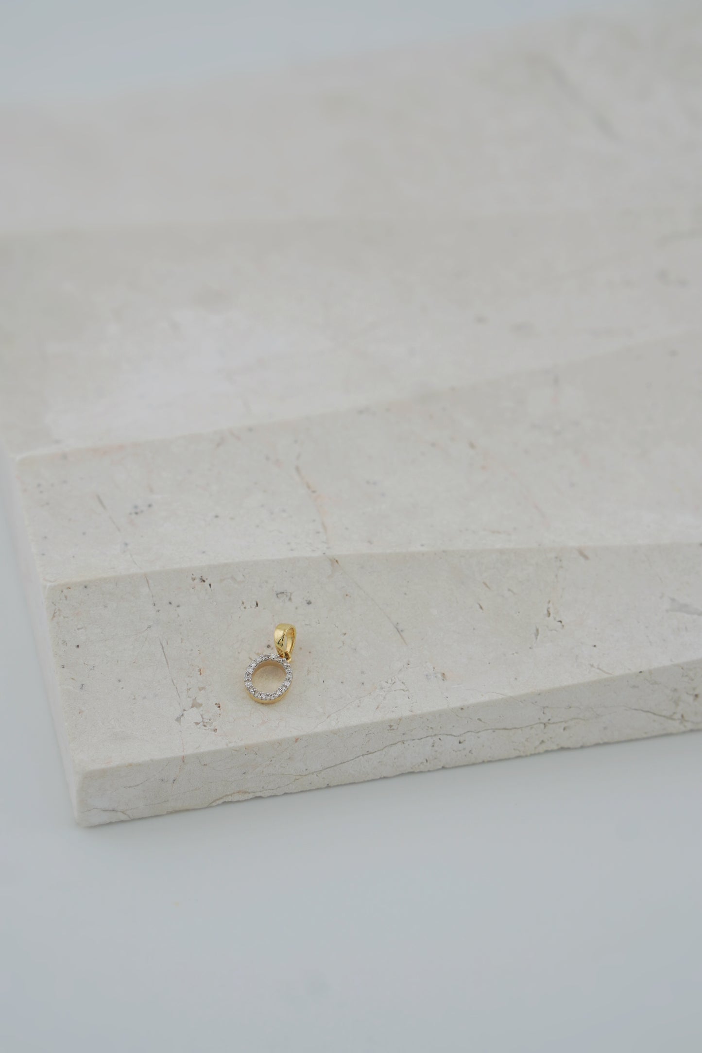 Natural Diamond Initial Pendant - Letter O