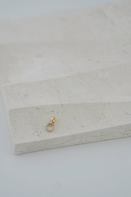 Natural Diamond Initial Pendant - Letter O