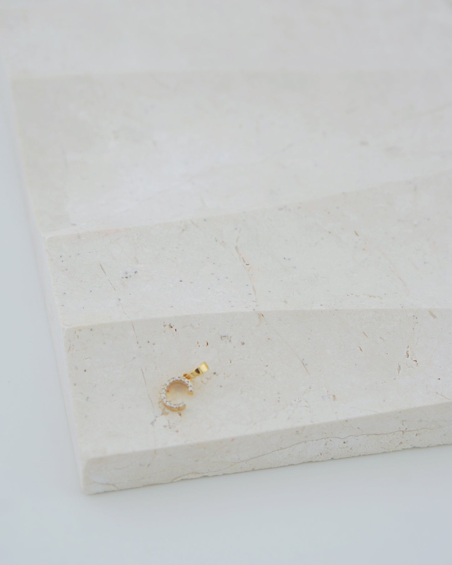 Natural Diamond Initial Pendant - Letter C