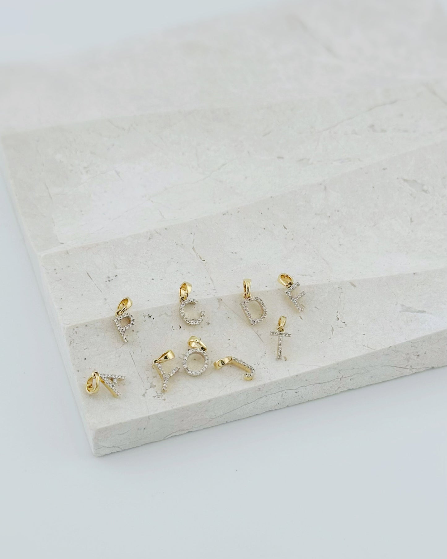 Natural Diamond Initial Pendant - Letter D