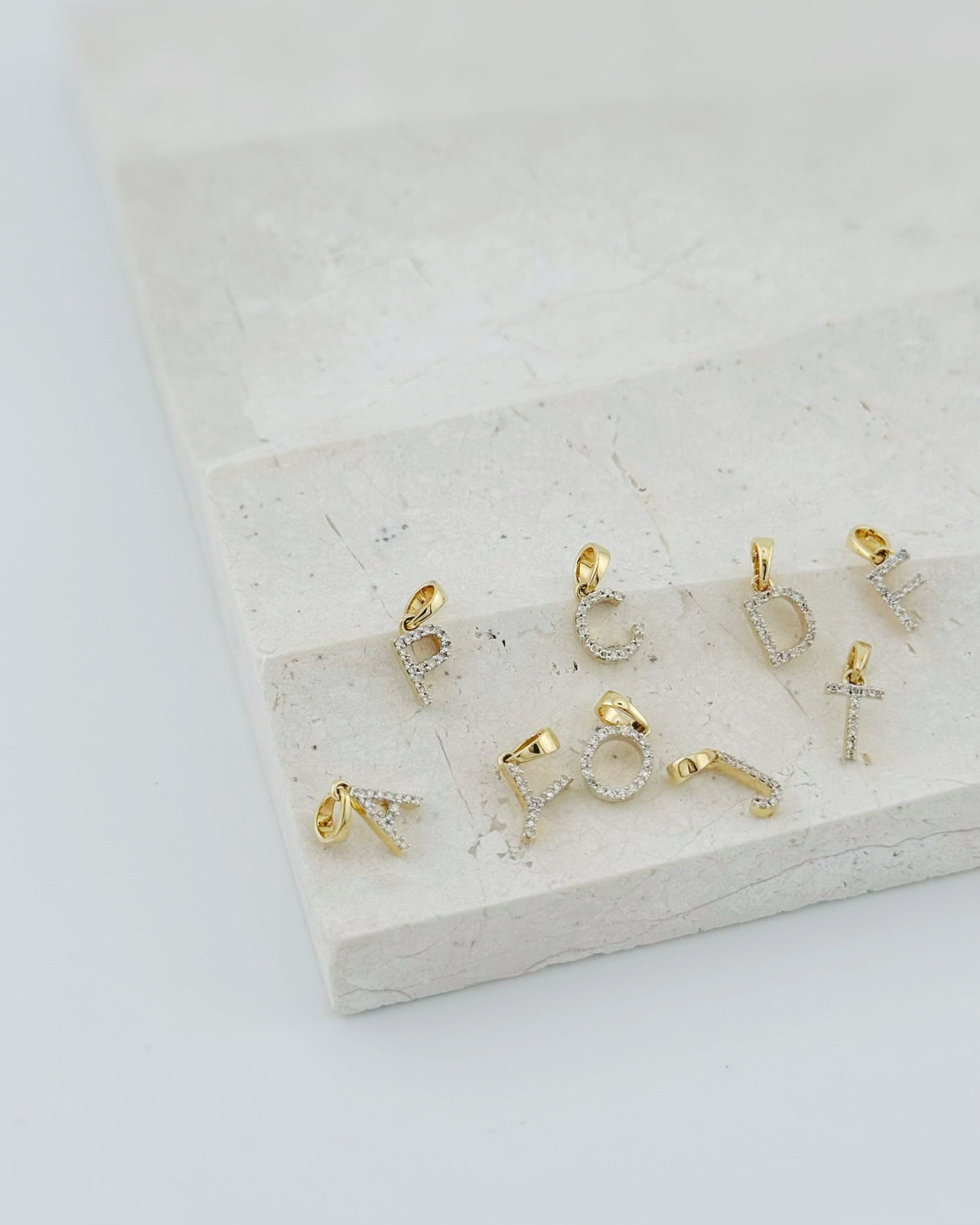 Natural Diamond Initial Pendant - Letter D