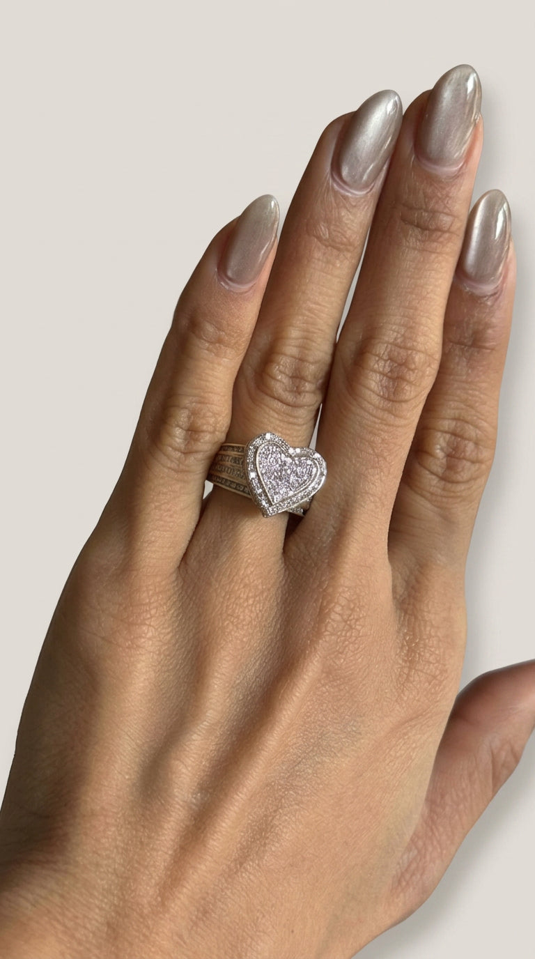 Diamond Large Heart Ring